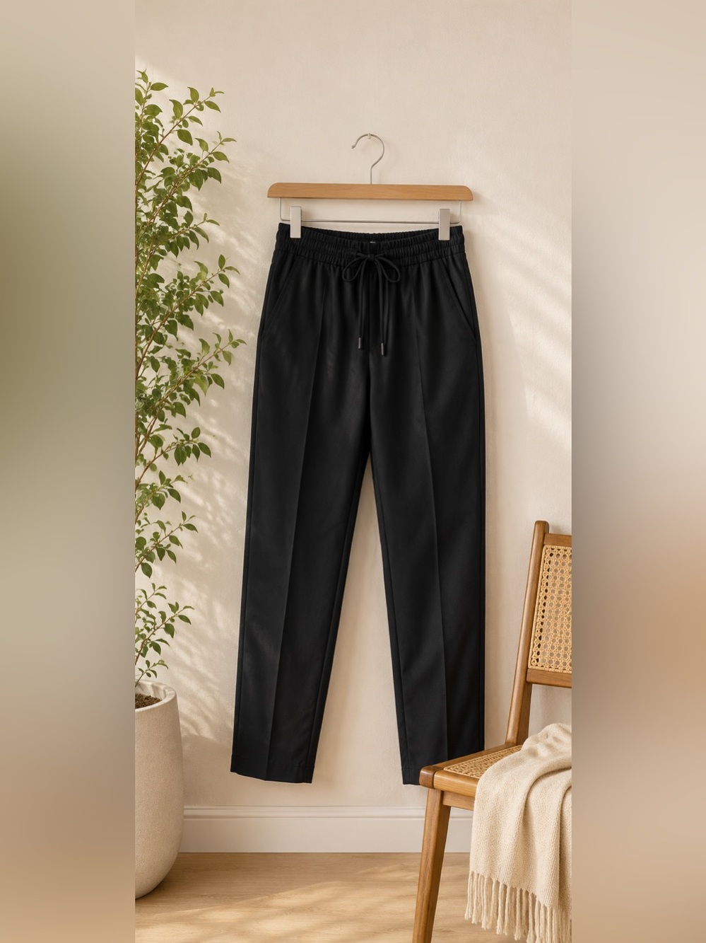Apana Womens Black Joggers High Waist Drawstring Sz S Athleisure‎ Norcore Casual